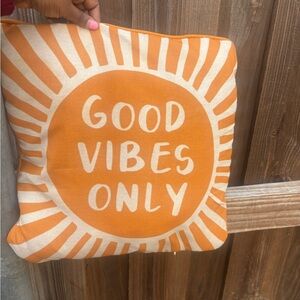 Orange 'Good Vibes Only' Cushion